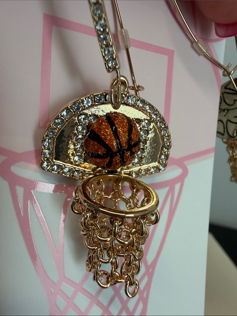 Betsey Johnson | Basketball Hoop Earrings with Rhinestones 🏀 - Picture 4 of 10